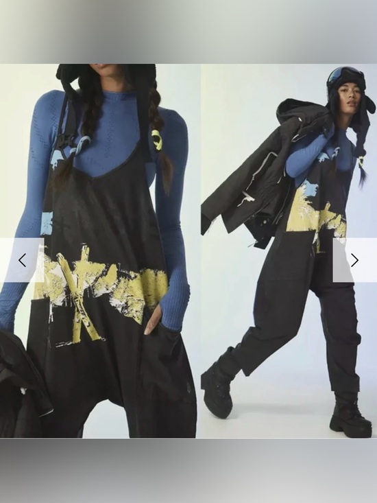 FP Movement by Free People Pants - NWOT Free People FP Movement Washed Black Printed Onyx Hot Shot Onesie